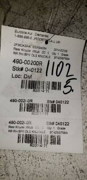 490-00200r Ford Passenger Right Rear Knuckle/stub Fits 11-15 Mkx 114171