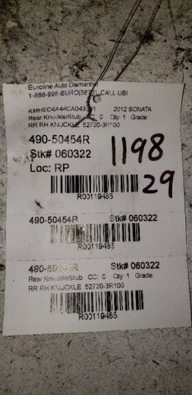 490-50454r Hyundai Passenger Rear Knuckle/stub Korea Built Vin K Hybrid Fits 11-16 Optima 119485