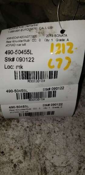 490-50455l Hyundai Driver Rear Knuckle/stub Korea Built Vin K 1st Digit Fits 11-16 Optima