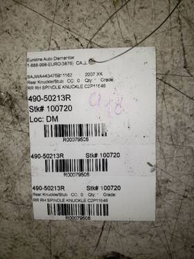 490-50213r Jaguar Passenger Right Rear Knuckle/stub Fits 07-09 Xk 79506