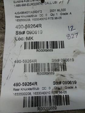 490-59264r Mercedes-benz Passenger Rear Knuckle/stub 163 Type Ml350 Fits 98-05 Ml-class 69689