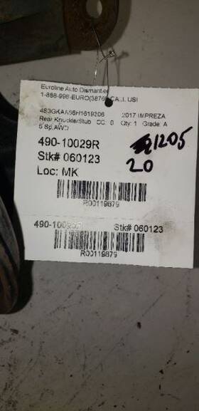 490-10029r Subaru Passenger Right Rear Knuckle/stub Fits 17-19 Impreza 119879