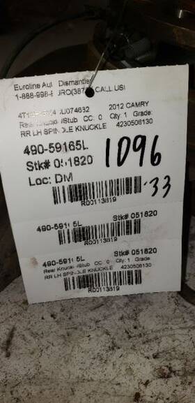 490-59165l Toyota Driver Left Rear Knuckle/stub Fits 13-18 Avalon 113819