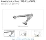 New Genuine Front Pass Side Lower Control Arm 25997510 Chevrolet Gmc Truck. Fixed Price $400.00.