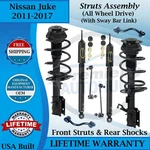 Monroe Oem Front Struts & Rear Shocks W/sway Bar Links 2011-2017 Nissan Juke 4X4. Fixed Price $433.57.
