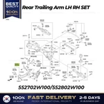 Genuine Rear Trailing Arm Lh Set For Hyundai Santa Fe. Fixed Price $310.00.