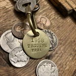 1958 Triumph TR3A Brass Key Fob. Fixed Price $14.95.